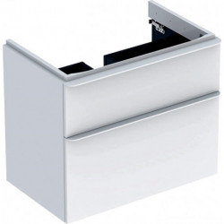 Meuble bas Geberit Smyle Square pour lavabo,avec deux tiroirs: Largeur 73.4cm, Hauteur 61.7cm, Profondeur 47cm, blanc / laqué très brillant, blanc alpin / thermopoudré mat