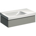Meuble bas pour lavabo Geberit Xeno²avec plage de dépose,avec un tiroir: Largeur 88cm, Hauteur 22cm, Profondeur 46.2cm, Greige / Laqué mat, Largeur de lavabo:90cm