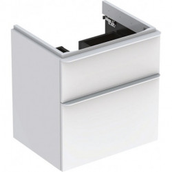 Meuble bas Geberit Smyle Square pour lavabo,avec deux tiroirs: Largeur 58.4cm, Hauteur 61.7cm, Profondeur 47cm, blanc / laqué très brillant, blanc alpin / thermopoudré mat