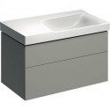 Meuble bas pour lavabo Geberit Xeno²avec plage de dépose,avec deux tiroirs: Largeur 88cm, Hauteur 53cm, Profondeur 46.2cm, Greige / Laqué mat, Largeur de lavabo:90cm