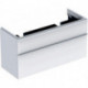 Meuble bas Geberit Smyle Square pour lavabo double,avec deux tiroirs: Largeur 118.4cm, Hauteur 61.7cm, Profondeur 47cm, blanc / laqué très brillant, blanc alpin / thermopoudré mat
