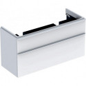Meuble bas Geberit Smyle Square pour lavabo double,avec deux tiroirs: Largeur 118.4cm, Hauteur 61.7cm, Profondeur 47cm, blanc / laqué très brillant, blanc alpin / thermopoudré mat