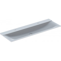 Lavabo pour meuble Geberit Xeno², 140x48cm, troude robinetterieà gauche et à droite, sans trop-plein, Blanc alpin