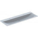 Lavabo pour meuble Geberit Xeno², 140x48cm, troude robinetterieà gauche et à droite, sans trop-plein, Blanc alpin