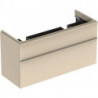 Meuble bas Geberit Smyle Square pour lavabo double,avec deux tiroirs: Largeur 118.4cm, Hauteur 61.7cm, Profondeur 47cm, sable gris/laqué très brillant, sable gris / thermopoudré mat