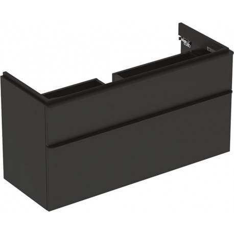Meuble bas Geberit Smyle Square pour lavabo,avec deux tiroirs: Largeur 118.4cm, Hauteur 61.7cm, Profondeur 47cm, gris velouté / laqué mat, gris velouté / thermopoudré mat