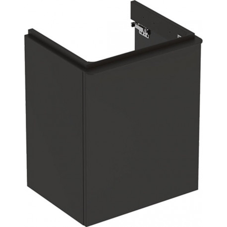 Meuble bas Geberit Smyle Square pour lave-mains,avec une porte: Largeur 49.2cm, Hauteur 61.7cm, Profondeur 40.6cm, gris velouté / laqué mat, gris velouté / thermopoudré mat, Largeur de lavabo:50cm, Charnières à gauche 