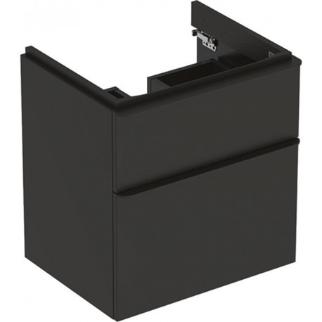 Meuble bas Geberit Smyle Square pour lavabo,avec deux tiroirs: Largeur 58.4cm, Hauteur 61.7cm, Profondeur 47cm, gris velouté / laqué mat, gris velouté / thermopoudré mat