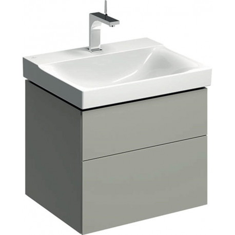 Meuble bas pour lavabo Geberit Xeno²,avec deux tiroirs: Largeur 58cm, Hauteur 53cm, Profondeur 46.2cm, Greige / Laqué mat
