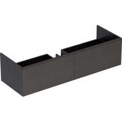 Meuble bas pour lavabo Geberit Xeno² en matériau minéral,avec deux tiroirs: Largeur 139.5cm, Hauteur 35cm, Profondeur 47.3cm, Gris scultura / Mélamine structuré bois