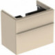 Meuble bas Geberit Smyle Square pour lavabo,avec deux tiroirs: Largeur 73.4cm, Hauteur 61.7cm, Profondeur 47cm, sable gris/laqué très brillant, sable gris / thermopoudré mat