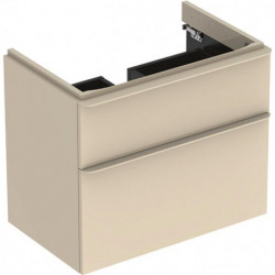 Meuble bas Geberit Smyle Square pour lavabo,avec deux tiroirs: Largeur 73.4cm, Hauteur 61.7cm, Profondeur 47cm, sable gris/laqué très brillant, sable gris / thermopoudré mat