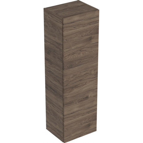 Colonne mi-haute Geberit Smyle Squareavec une porte: Largeur 36cm, Hauteur 118cm, Profondeur 29.9cm, Noyer Carya / Mélamine structuré bois