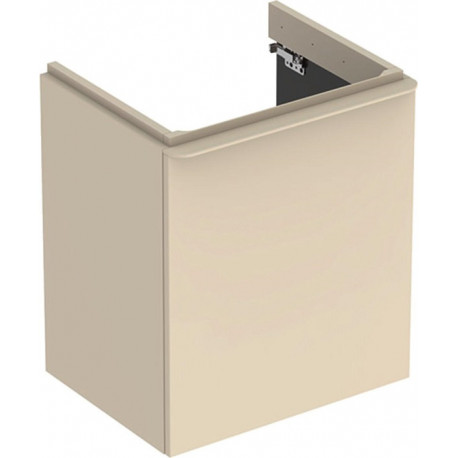 Meuble bas Geberit Smyle Square pour lavabo,avec une porte: Largeur 53.6cm, Hauteur 61.7cm, Profondeur 43.3cm, sable gris/laqué très brillant, sable gris / thermopoudré mat, Largeur de lavabo:55cm, Charnières à gauche 