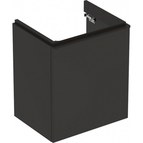Meuble bas Geberit Smyle Square pour lavabo,avec une porte: Largeur 53.6cm, Hauteur 61.7cm, Profondeur 43.3cm, gris velouté / laqué mat, gris velouté / thermopoudré mat, Largeur de lavabo:55cm, Charnières à gauche 