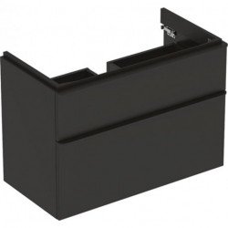 Meuble bas Geberit Smyle Square pour lavabo,avec deux tiroirs: Largeur 88.4cm, Hauteur 61.7cm, Profondeur 47cm, gris velouté / laqué mat, gris velouté / thermopoudré mat