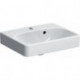 Lave-mains Geberit Smyle Square avec trop-plein asymétrique, Blanc, 45x16x36cm, trou de robinetterie au centre