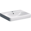 Lavabo Geberit Smyle Square, 60x48cm, troude robinetterie au centre, Blanc