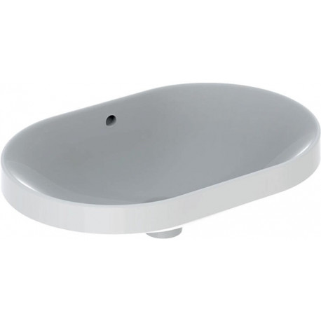 Lavabo à encastrer VariForm elliptique 600x400mm sans trou de robinetterieavec trop plein blanc