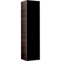 Colonne haute Geberit Citterioavec une porte: Largeur 40cm, Hauteur 160cm, Profondeur 37.1cm, noir / verre brillant, chêne gris brun / mélamine structuré bois