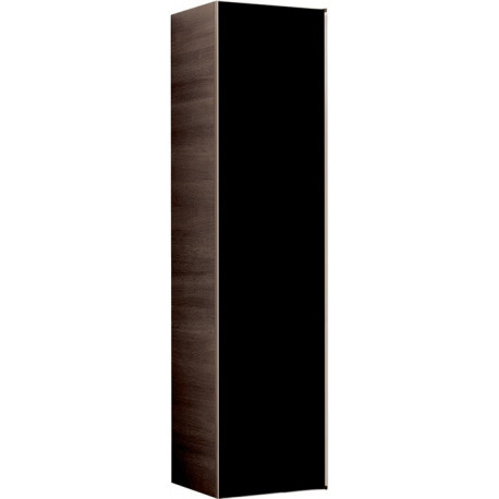 Colonne haute Geberit Citterioavec une porte: Largeur 40cm, Hauteur 160cm, Profondeur 37.1cm, noir / verre brillant, chêne gris brun / mélamine structuré bois