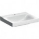 Lavabo Geberit Xeno², 60x48cm, troude robinetterie au centre, sans trop-plein, Blanc, KeraTect