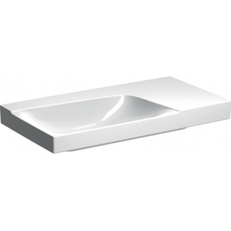 Lavabo Geberit Xeno²avec plage de dépose, 90x48cm, sans troude robinetterie, sans trop-plein, plage de dépose à droite, Blanc, KeraTect
