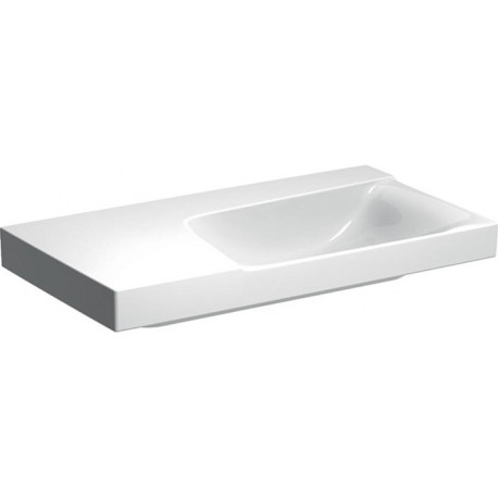 Lavabo Geberit Xeno²avec plage de dépose, 90x48cm, sans troude robinetterie, sans trop-plein, plage de dépose à gauche, Blanc, KeraTect