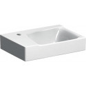 Lave-mains Geberit Xeno², Blanc / KeraTect, 40x12.5x28cm, troude robinetterie à gauche, sans trop-plein