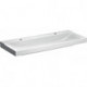 Lavabo Geberit Xeno², 120x48cm, troude robinetterieà gauche et à droite, sans trop-plein, Blanc, KeraTect