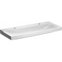 Lavabo Geberit Xeno², 120x48cm, troude robinetterieà gauche et à droite, sans trop-plein, Blanc, KeraTect
