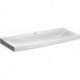 Lavabo Geberit Xeno², 120x48cm, troude robinetterie au centre, sans trop-plein, Blanc, KeraTect