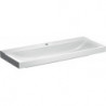 Lavabo Geberit Xeno², 120x48cm, troude robinetterie au centre, sans trop-plein, Blanc, KeraTect