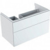 Meuble bas pour lavabo Geberit Xeno²avec plage de dépose,avec deux tiroirs: Largeur 88cm, Hauteur 53cm, Profondeur 46.2cm, Blanc / Laqué ultra-brillant, Largeur de lavabo:90cm