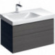 Meuble bas pour lavabo Geberit Xeno²avec plage de dépose,avec deux tiroirs: Largeur 88cm, Hauteur 53cm, Profondeur 46.2cm, Gris scultura / Mélamine structuré bois, Largeur de lavabo:90cm