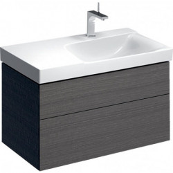 Meuble bas pour lavabo Geberit Xeno²avec plage de dépose,avec deux tiroirs: Largeur 88cm, Hauteur 53cm, Profondeur 46.2cm, Gris scultura / Mélamine structuré bois, Largeur de lavabo:90cm