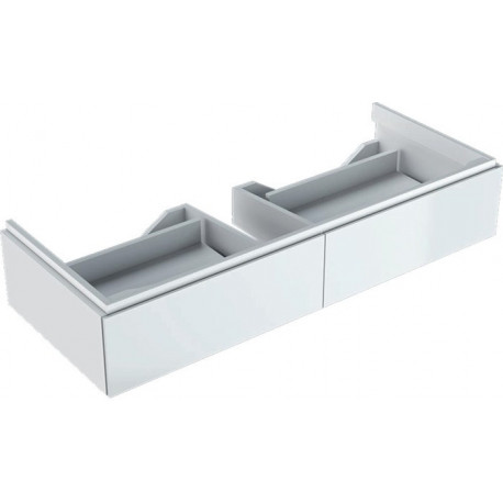 Meuble bas pour lavabo Geberit Xeno²,avec deux tiroirs: Largeur 117.4cm, Hauteur 22cm, Profondeur 46.2cm, Blanc / Laqué ultra-brillant