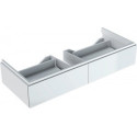 Meuble bas pour lavabo Geberit Xeno²,avec deux tiroirs: Largeur 117.4cm, Hauteur 22cm, Profondeur 46.2cm, Blanc / Laqué ultra-brillant