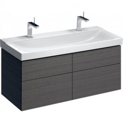 Meuble bas pour lavabo Geberit Xeno²,avec largeur à partir de 120 cm,avec quatre tiroirs: Largeur 117.4cm, Hauteur 53cm, Profondeur 46.2cm, Gris scultura / Mélamine structuré bois