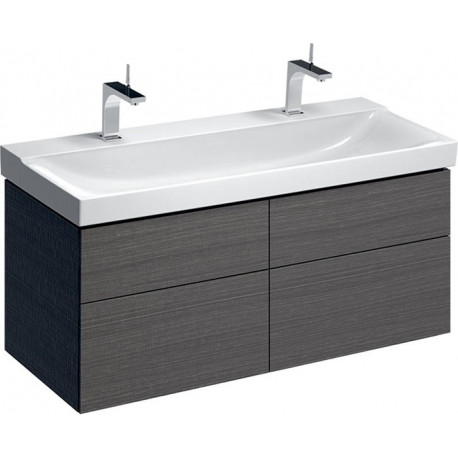 Meuble bas pour lavabo Geberit Xeno²,avec largeur à partir de 120 cm,avec quatre tiroirs: Largeur 117.4cm, Hauteur 53cm, Profondeur 46.2cm, Gris scultura / Mélamine structuré bois