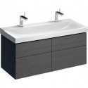 Meuble bas pour lavabo Geberit Xeno²,avec largeur à partir de 120 cm,avec quatre tiroirs: Largeur 117.4cm, Hauteur 53cm, Profondeur 46.2cm, Gris scultura / Mélamine structuré bois