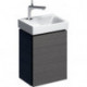Meuble bas pour lave-mains Geberit Xeno²,avec une porte: Largeur 38cm, Hauteur 52.5cm, Profondeur 26.5cm, Gris scultura / Mélamine structuré bois