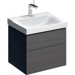 Meuble bas pour lavabo Geberit Xeno²,avec deux tiroirs: Largeur 58cm, Hauteur 53cm, Profondeur 46.2cm, Gris scultura / Mélamine structuré bois