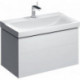 Meuble bas pour lavabo Geberit Xeno²,avec deux tiroirs: Largeur 88cm, Hauteur 53cm, Profondeur 46.2cm, Blanc / Laqué ultra-brillant