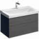 Meuble bas pour lavabo Geberit Xeno²,avec deux tiroirs: Largeur 88cm, Hauteur 53cm, Profondeur 46.2cm, Gris scultura / Mélamine structuré bois