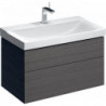 Meuble bas pour lavabo Geberit Xeno²,avec deux tiroirs: Largeur 88cm, Hauteur 53cm, Profondeur 46.2cm, Gris scultura / Mélamine structuré bois