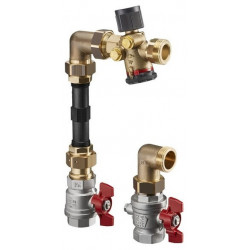 Kit de raccordement compteur de chaleur avec Cocon QTZ, forme d'angle, DN 25 180 - 1300 l / h OVENTROP