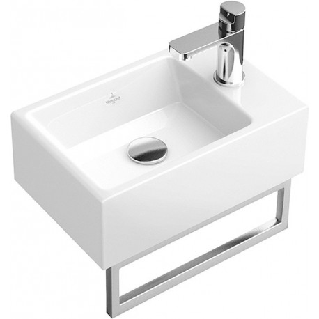 Memento, Lave-mains, 400 x 260 mm, Rectangulaire, pour robinetterie monotrou , trou de robinetterie percé, sans trop-plein, En porcelaine sanitaire Blanc