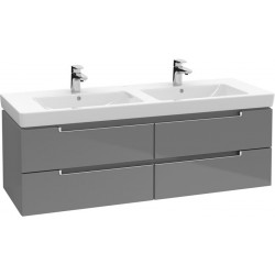 Meubles sous vasque, 1287 x 420 x 449 mm, modèle suspendu, En bois Glossy Grey