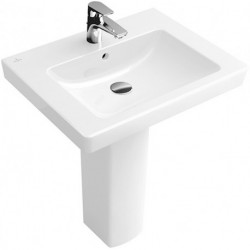 Vasques classiques, 600 x 470 mm, Rectangulaire, pour robinetterie à 3 trou s, trou de robinetterie central percé, avec trop-plein, En porcelaine sanitaire Blanc